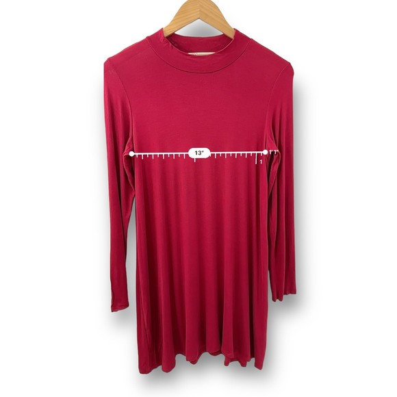 Women’s Boutique Solid Red Long Sleeve Dress Small - Picture 7 of 8